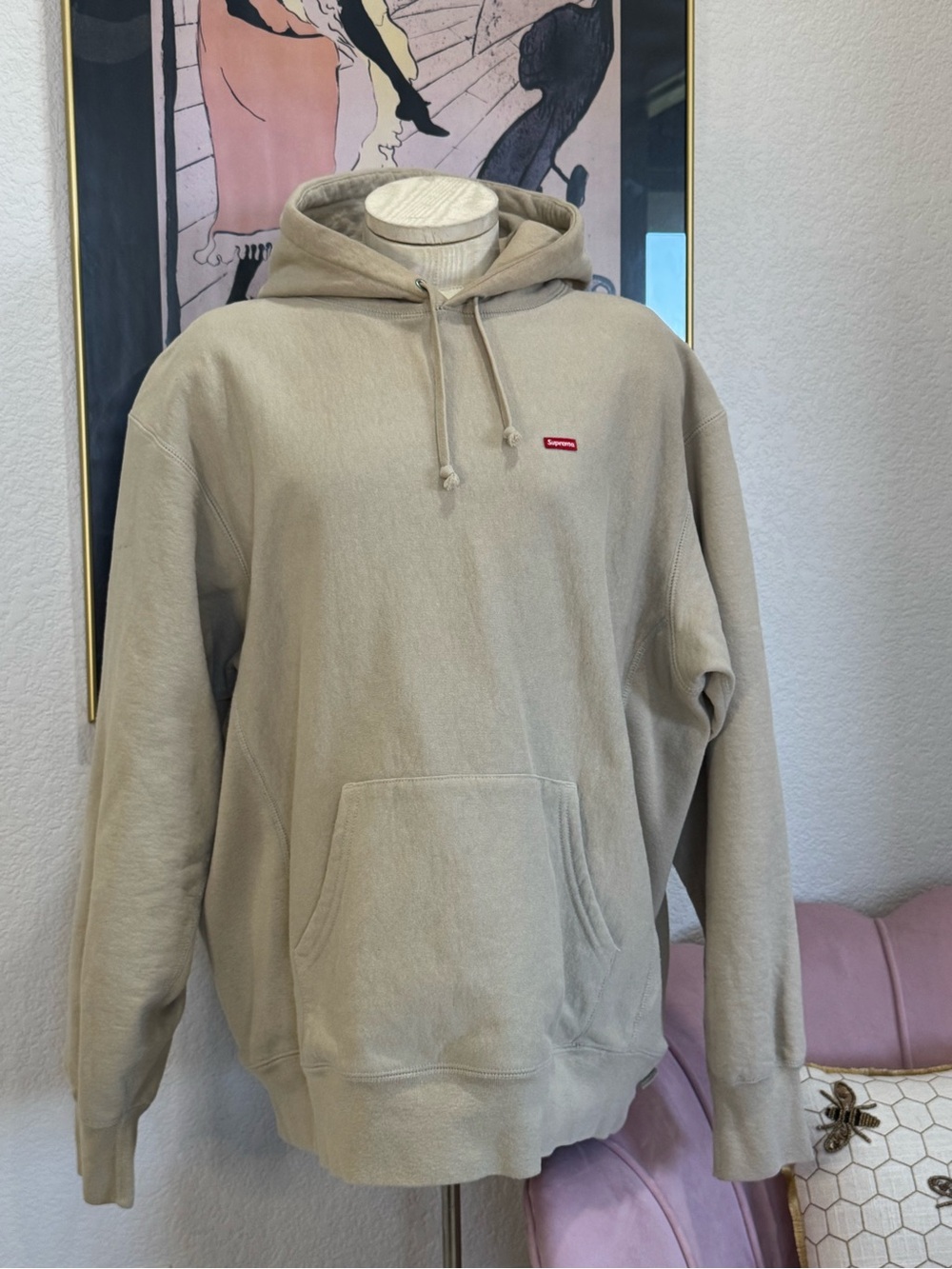 Supreme Small Box Hooded Sweatshirt (FW21) Size Large Taupe